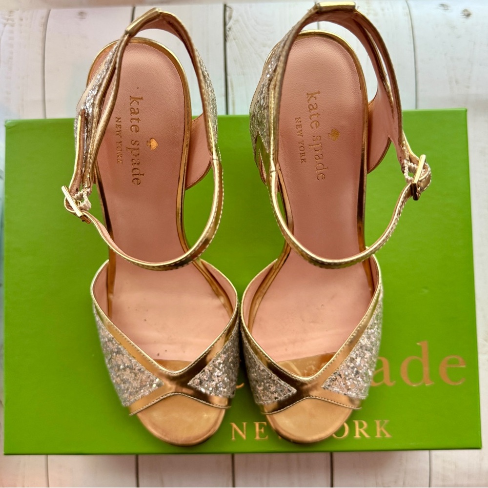 Kate Spade | Gold Glitter Heels - Picture 4 of 8